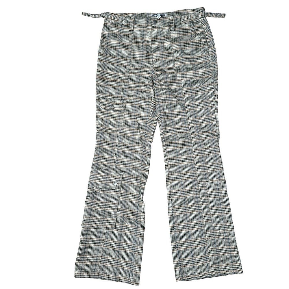 Urban Outfitters Women's Plaid Wide Leg Cargo Pants Brown Y2K‎ Size 6 NWOT - Picture 2 of 8